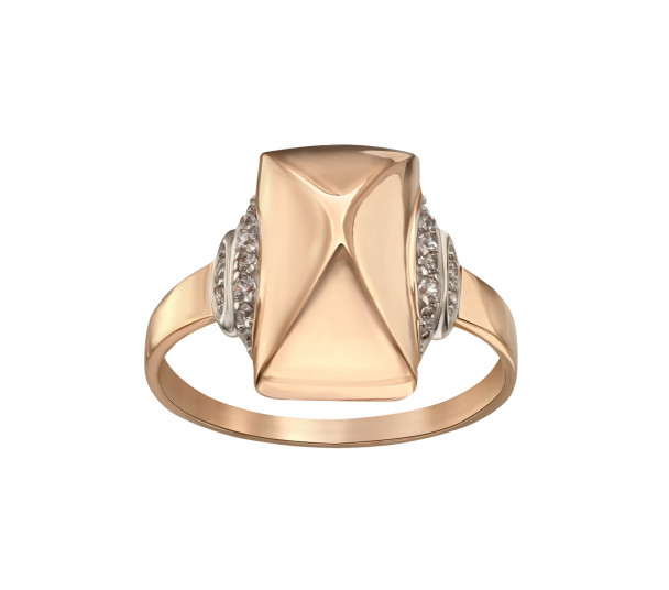 Золотое кольцо с изумрудом и фианитами. Артикул 377752 - Фото  1