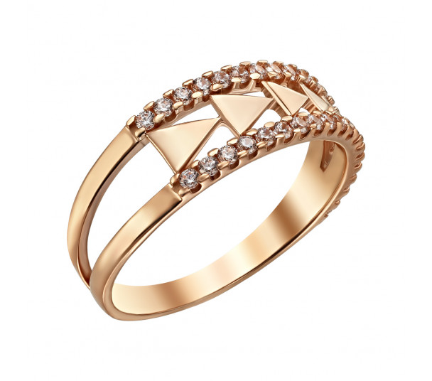Золотое кольцо с фианитом. Артикул 380382 - Фото  1