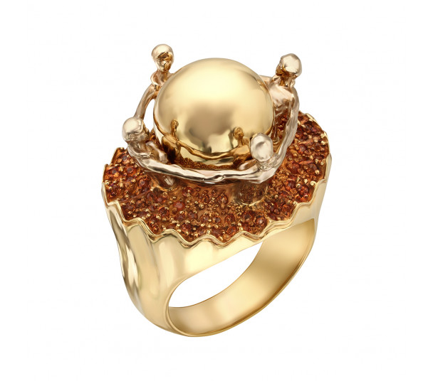 Золотое кольцо с фианитами. Артикул 380608М - Фото  1