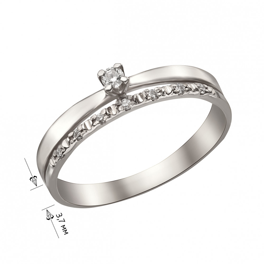 Золотое кольцо c бриллиантами. Артикул 740383В  размер 15.5 - Фото 2