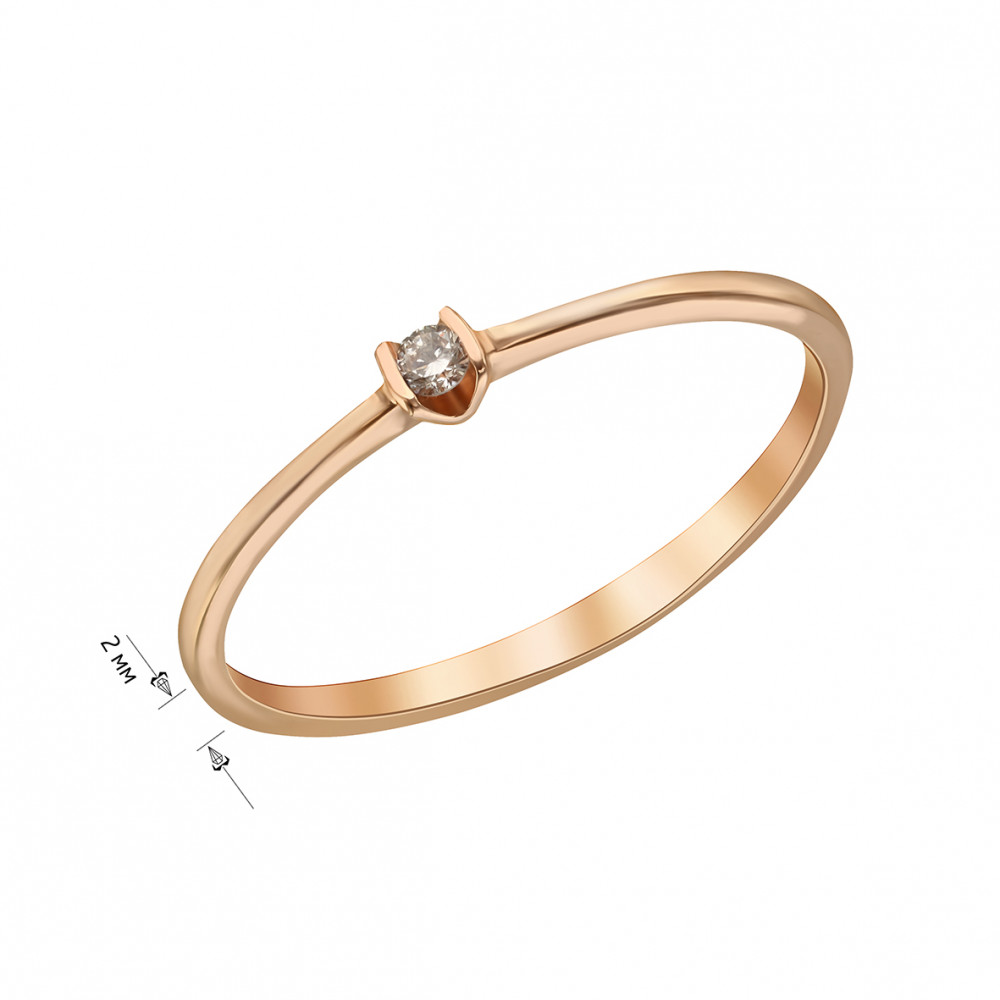 Золотое кольцо с бриллиантом. Артикул 740372  размер 16 - Фото 2