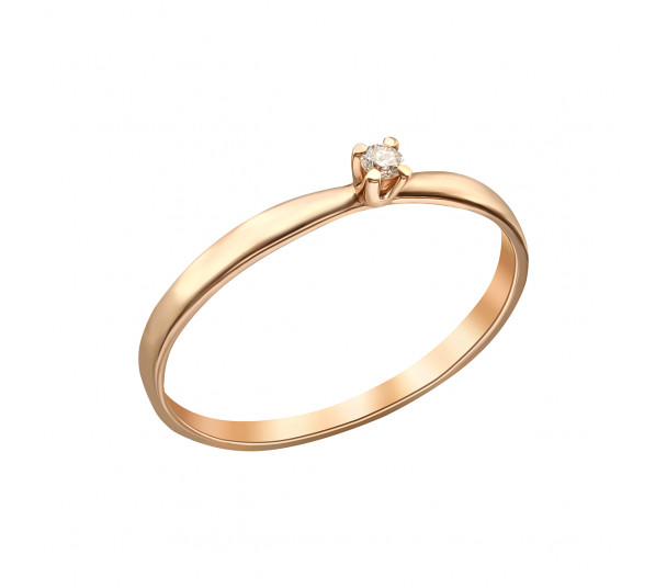 Золотое кольцо с бриллиантом. Артикул 740387  размер 15 - Фото 1