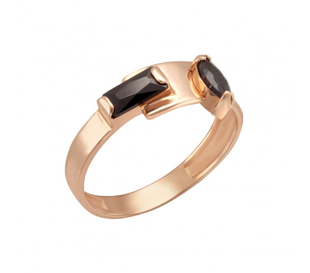 Золотое кольцо с фианитами и эмалью. Артикул 330127Е - Фото  1