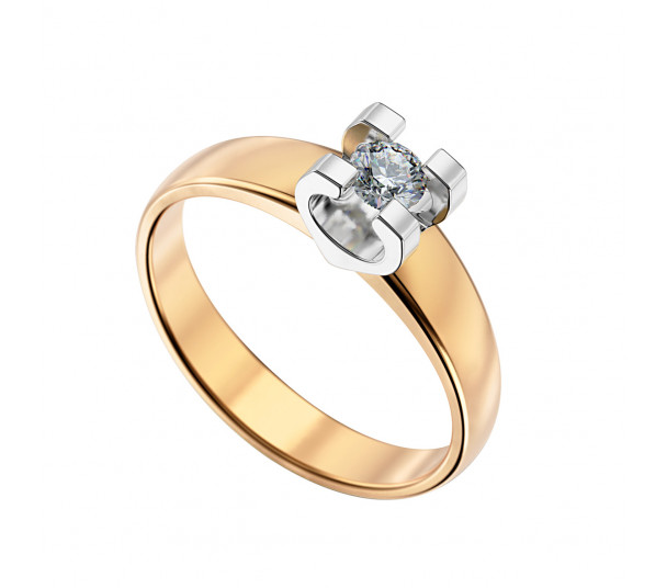 Золотое кольцо с бриллиантом. Артикул 750757  размер 16 - Фото 1