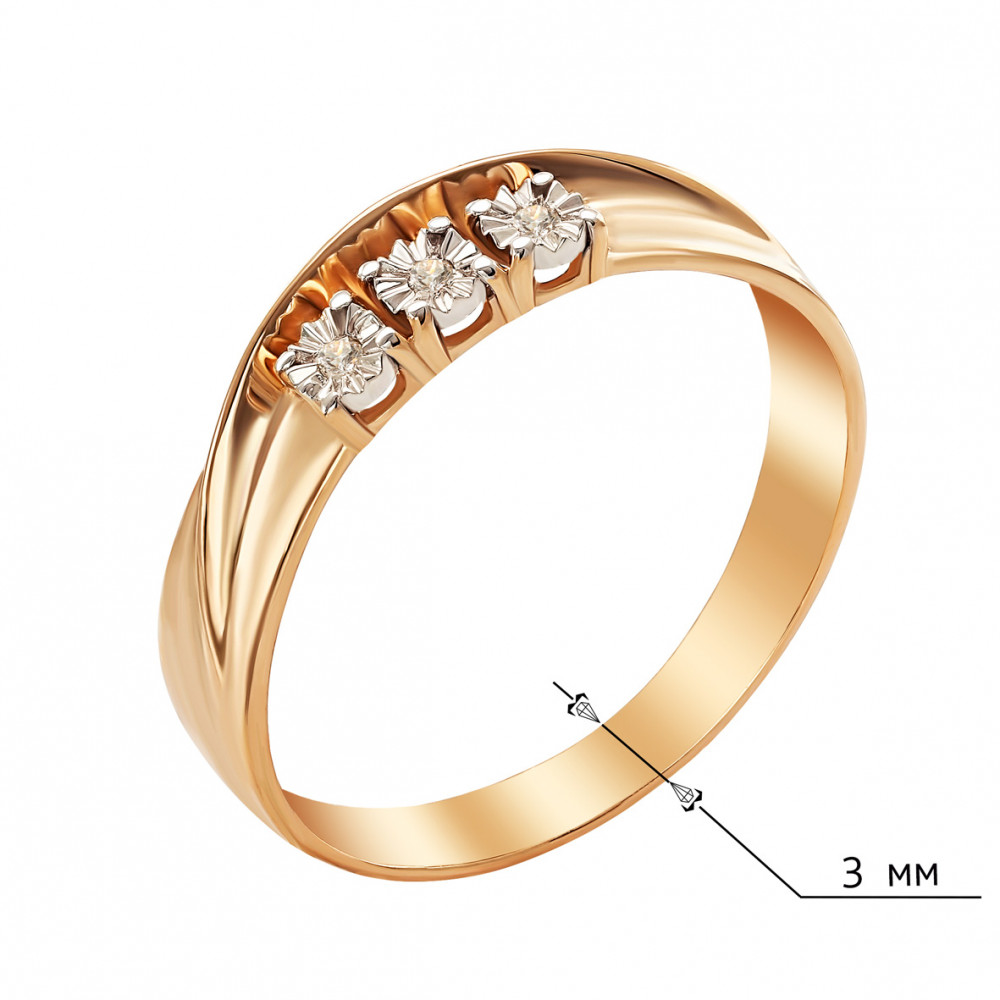Золотое кольцо c бриллиантами. Артикул 750704  размер 16 - Фото 2