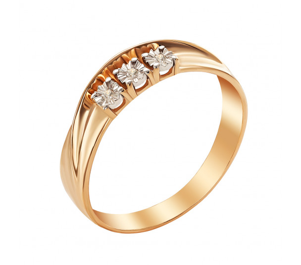 Золоте кольцо с бриллиантами и изумрудом. Артикул 752643 - Фото  1