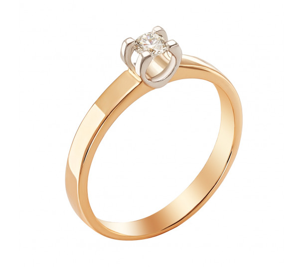 Золотое кольцо с бриллиантом. Артикул 750702 - Фото  1