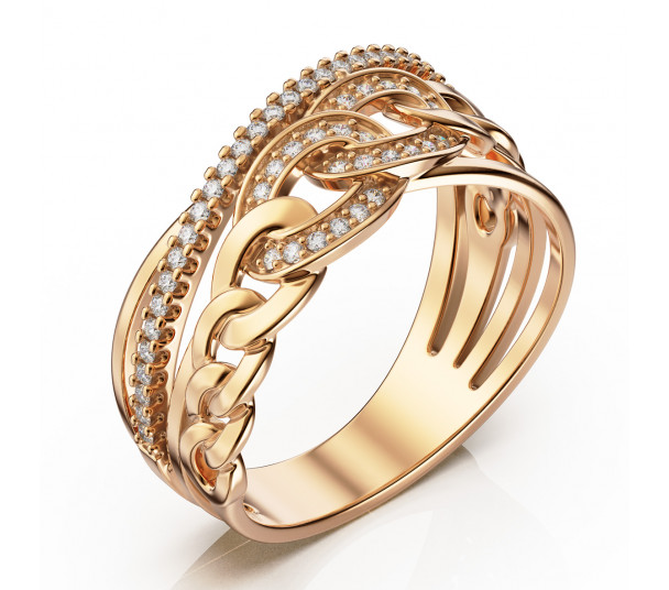 Золотое кольцо с фианитом. Артикул 380439 - Фото  1