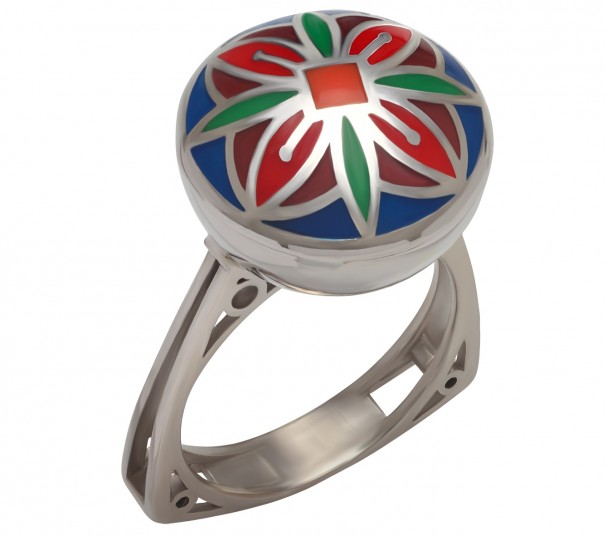 Серебряное кольцо с эмалью. Артикул 310282А - Фото  1