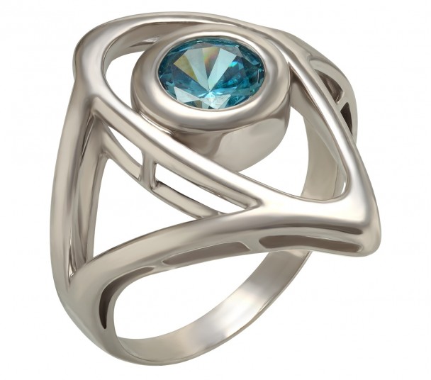 Серебряное кольцо с агатом и фианитами. Артикул 379602С - Фото  1