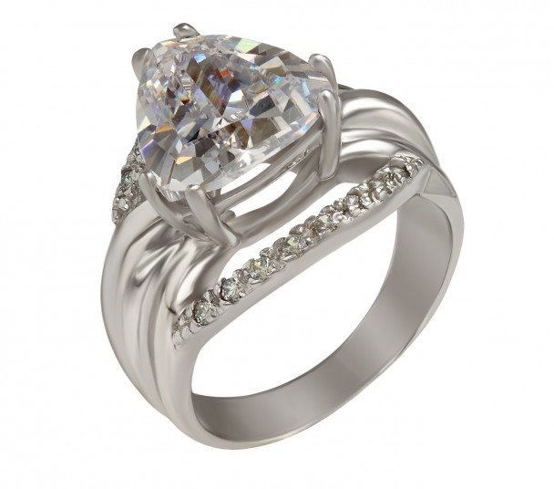 Серебряное кольцо с фианитами. Артикул 380066С - Фото  1