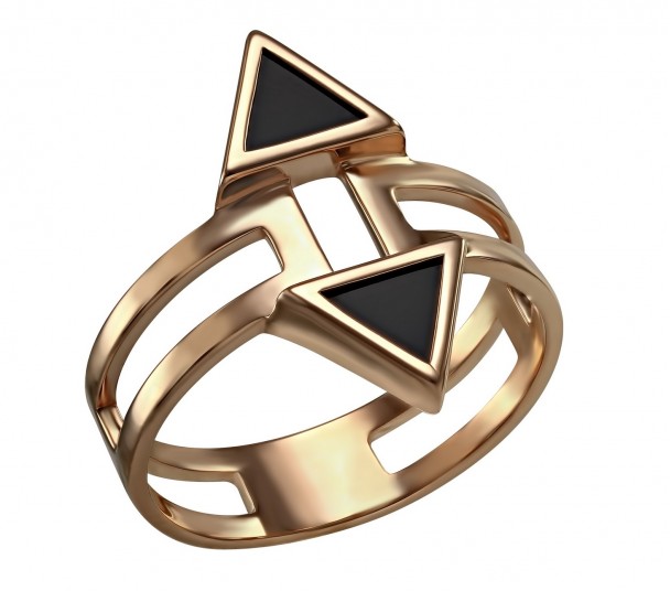 Золотое кольцо с агатом и фианитами. Артикул 379645 - Фото  1