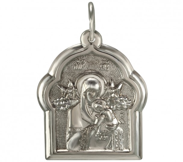 Серебряная ладанка "Страстная икона Божией Матери". Артикул 100605С  - Фото 1