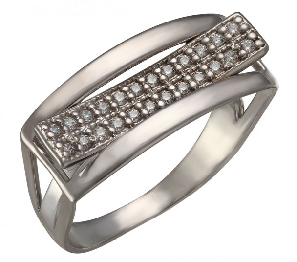 Серебряное кольцо с агатом и фианитами. Артикул 379767С - Фото  1