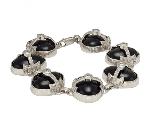 Серебряное кольцо с агатом, жемчугом и фианитами. Артикул 379614С - Фото  1