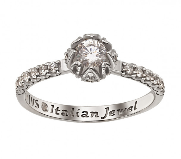 Серебряное кольцо с фианитом. Артикул 330602С - Фото  1