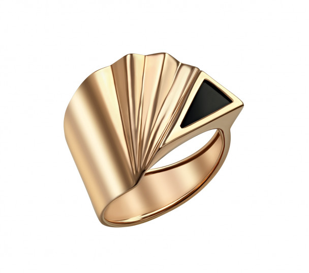 Золотое кольцо с агатом (ониксом)/перламутром. Артикул 369646 - Фото  1