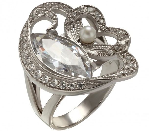 Серебряное кольцо с фианитом. Артикул 320747С - Фото  1