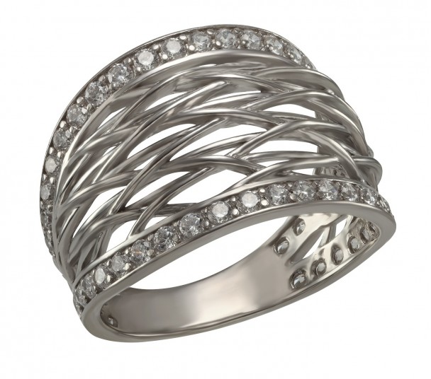 Серебряное кольцо с фианитами. Артикул 380349С - Фото  1