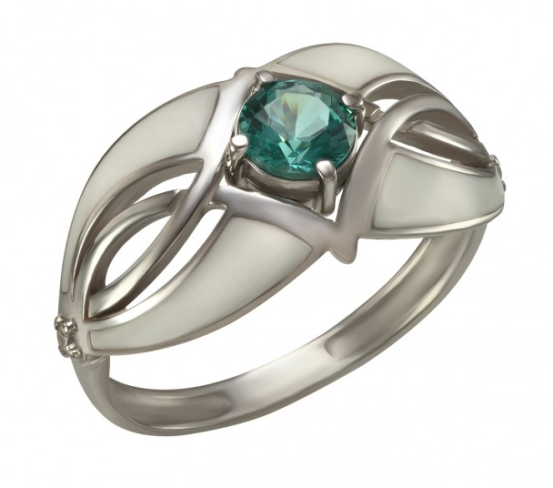 Серебряное кольцо с нанокристаллом и эмалью. Артикул 330067А  размер 16 - Фото 1