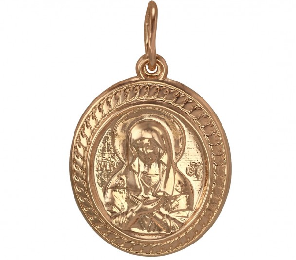 Золотая ладанка "Икона Божией Матери Умиление". Артикул 100607  - Фото 1