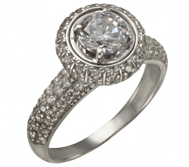 Серебряное кольцо с фианитами. Артикул 330972С  размер 17.5 - Фото 1