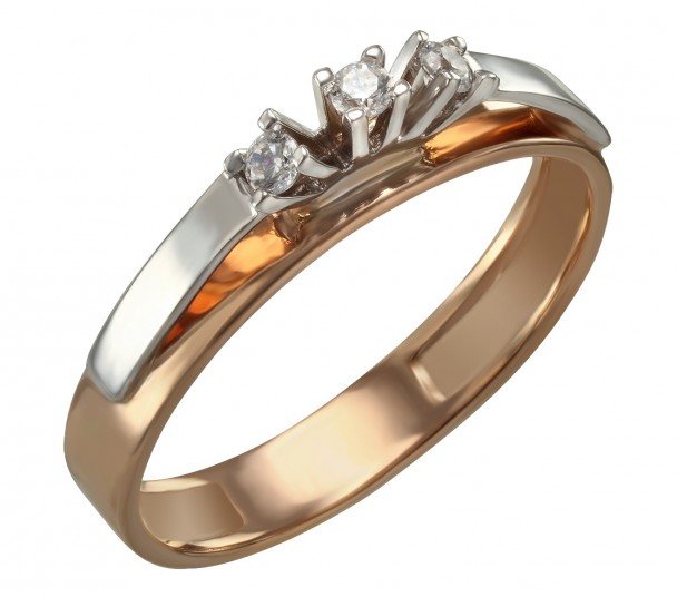 Золотое кольцо с фианитом. Артикул 330970 - Фото  1