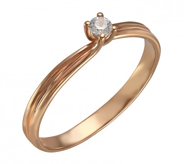 Золотое кольцо с фианитом. Артикул 380382  размер 18 - Фото 1