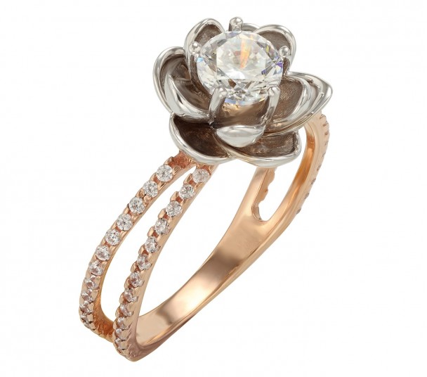 Золотое кольцо с бриллиантом. Артикул 740334В - Фото  1