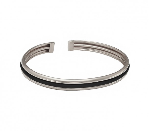 Серебряные серьги-кольца с каучуком. Артикул 930027С - Фото  1