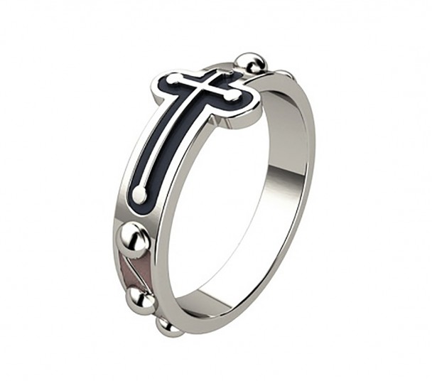 Серебряное кольцо с эмалью. Артикул 300336А  размер 18 - Фото 1