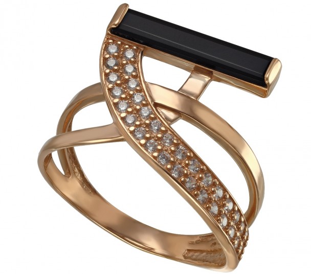 Золотое кольцо с фианитами. Артикул 380390 - Фото  1