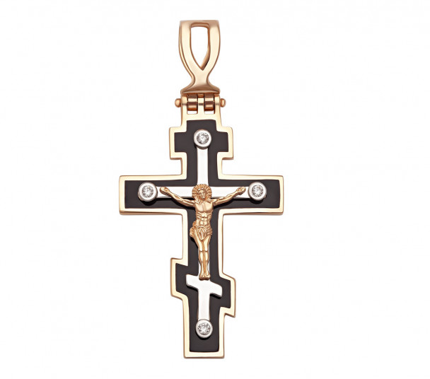 Золотой крест с фианитами. Артикул 270118 - Фото  1