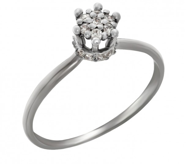 Серебряное кольцо с жемчугом и фианитами. Артикул 330980С - Фото  1