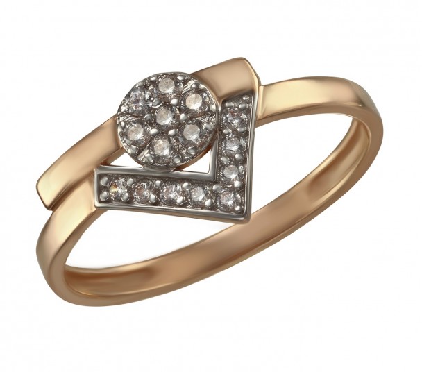 Золотое кольцо с фианитами. Артикул 380070 - Фото  1