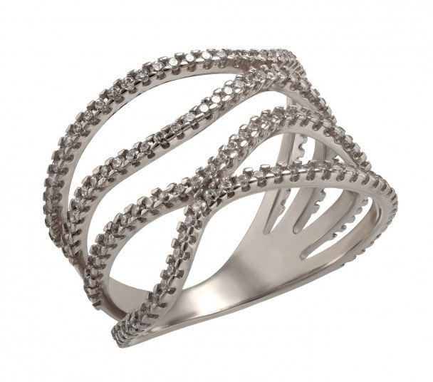 Серебряное кольцо с фианитами. Артикул 380362С - Фото  1