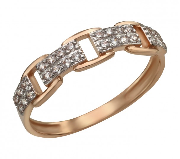Золотое кольцо с агатом и фианитами. Артикул 369604 - Фото  1