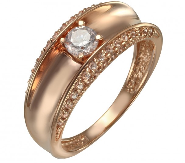 Золотое кольцо с фианитами. Артикул 380178  размер 19 - Фото 1