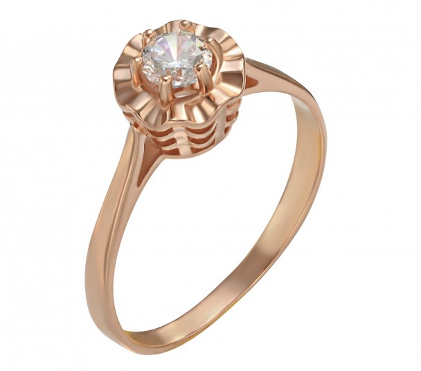 Золотое кольцо с фианитом. Артикул 380182  размер 18 - Фото 1