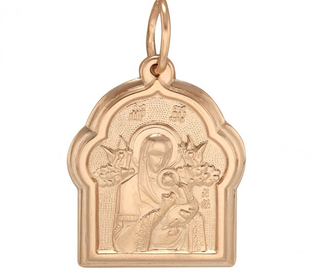 Золотая ладанка "Страстная икона Божией Матери". Артикул 100605  - Фото 1