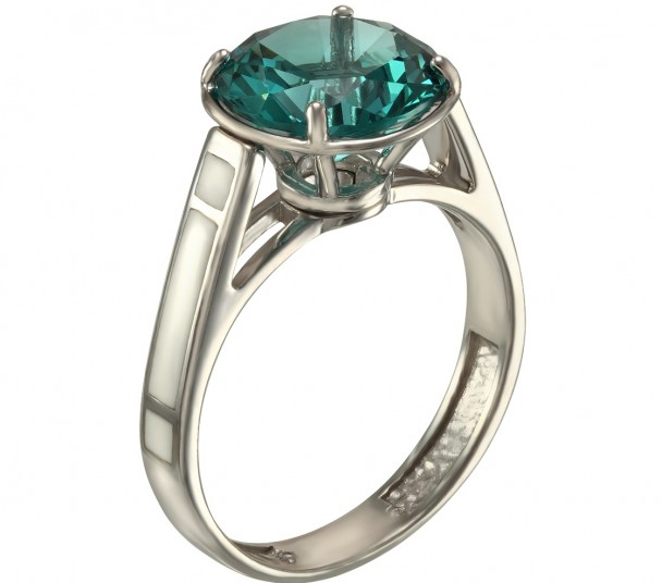Серебряное кольцо с нанокристаллом и эмалью. Артикул 330114А  размер 16 - Фото 1