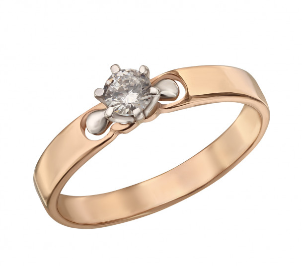Золотое кольцо с фианитами и эмалью. Артикул 330108Е - Фото  1