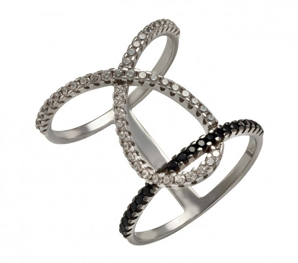 Серебряное кольцо с фианитами. Артикул 380351С  размер 16.5 - Фото 1