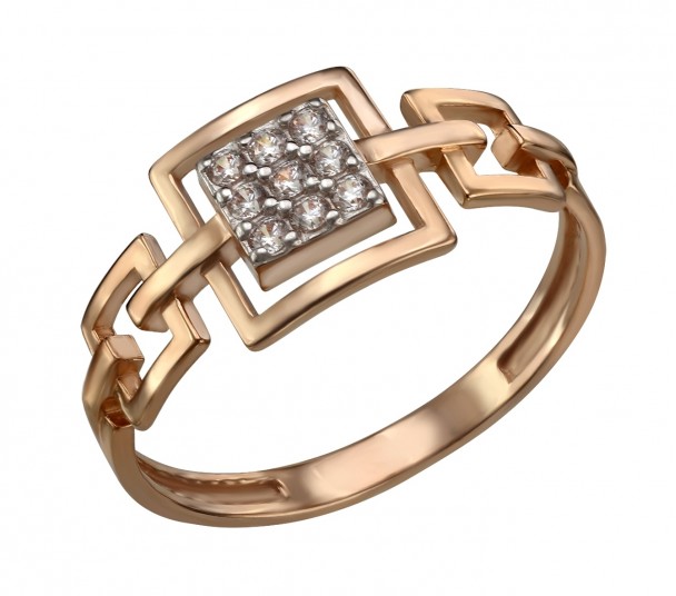 Золотое кольцо с агатом и фианитами. Артикул 369593 - Фото  1