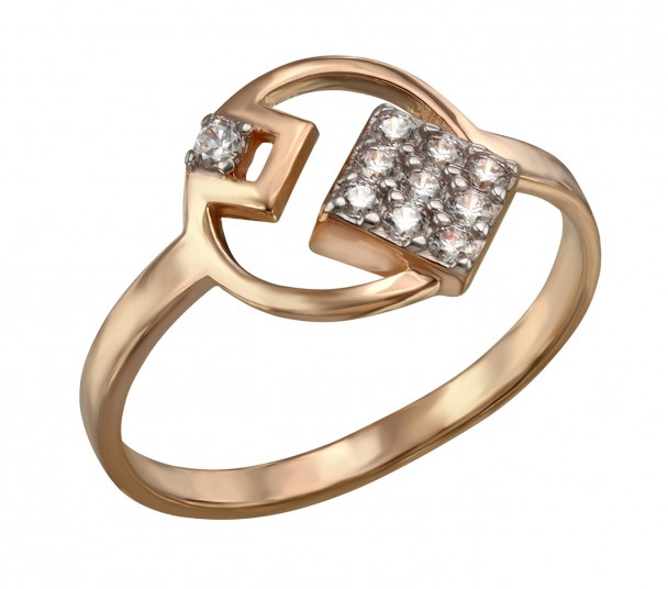 Золотое кольцо с фианитом. Артикул 380382 - Фото  1