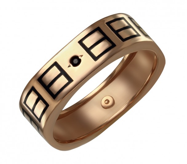 Золотое кольцо с фианитом и эмалью. Артикул 380330Е  размер 21 - Фото 1