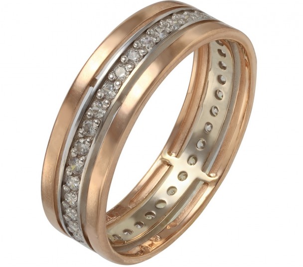 Золотое кольцо с нанокристаллом и фианитами. Артикул 330663 - Фото  1