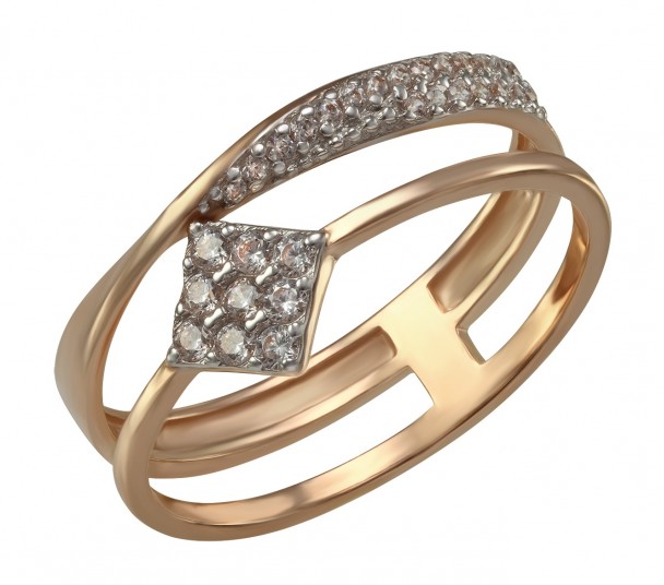 Золотое кольцо с изумрудом и фианитами. Артикул 377762 - Фото  1