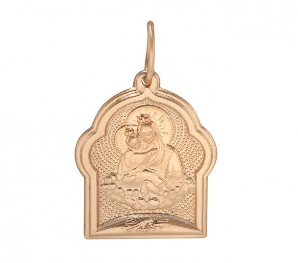 Золотая ладанка "Почаевская икона Божией Матери". Артикул 100604  - Фото 1