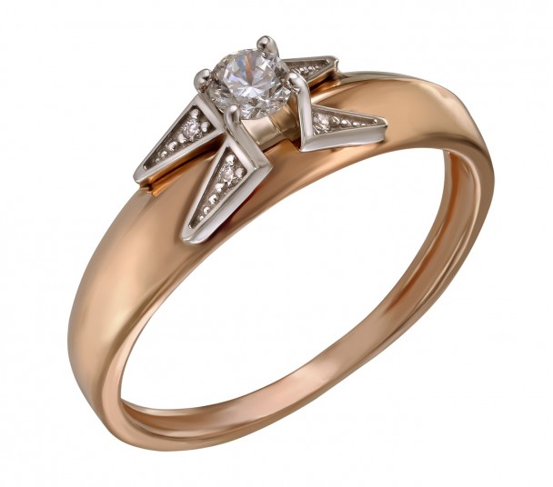 Золотое кольцо с аметистом и фианитами. Артикул 363665 - Фото  1